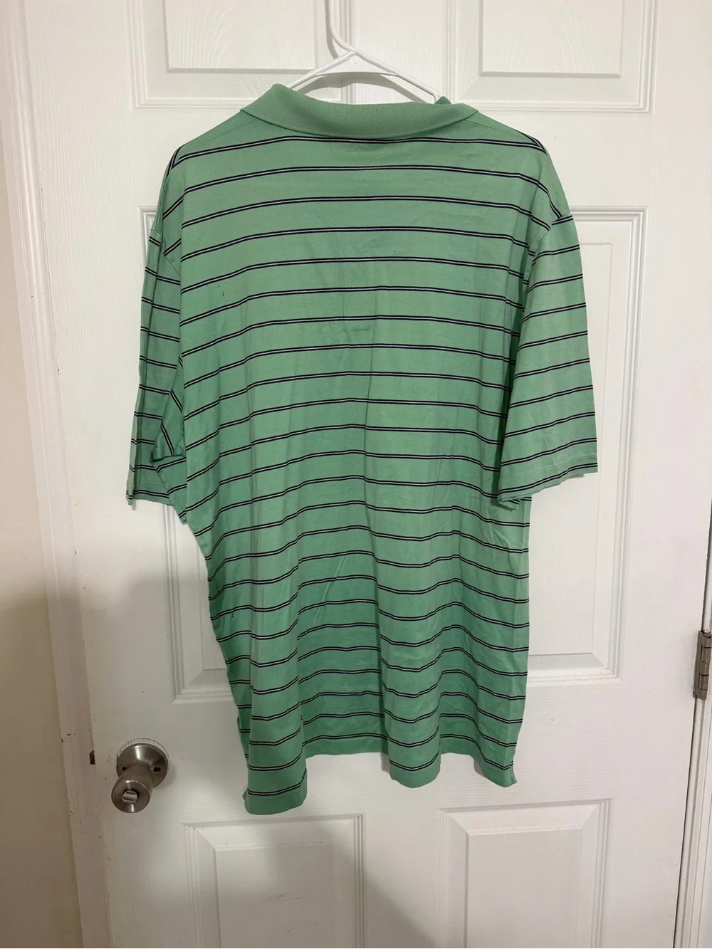 Ralph Lauren Green Striped Polo Shirt with Navy Logo
